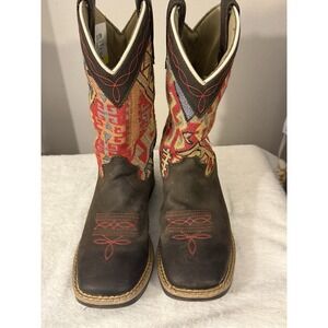 Cowgirl legend Girls Leather boots Size 1 Western cowboy youth Floral